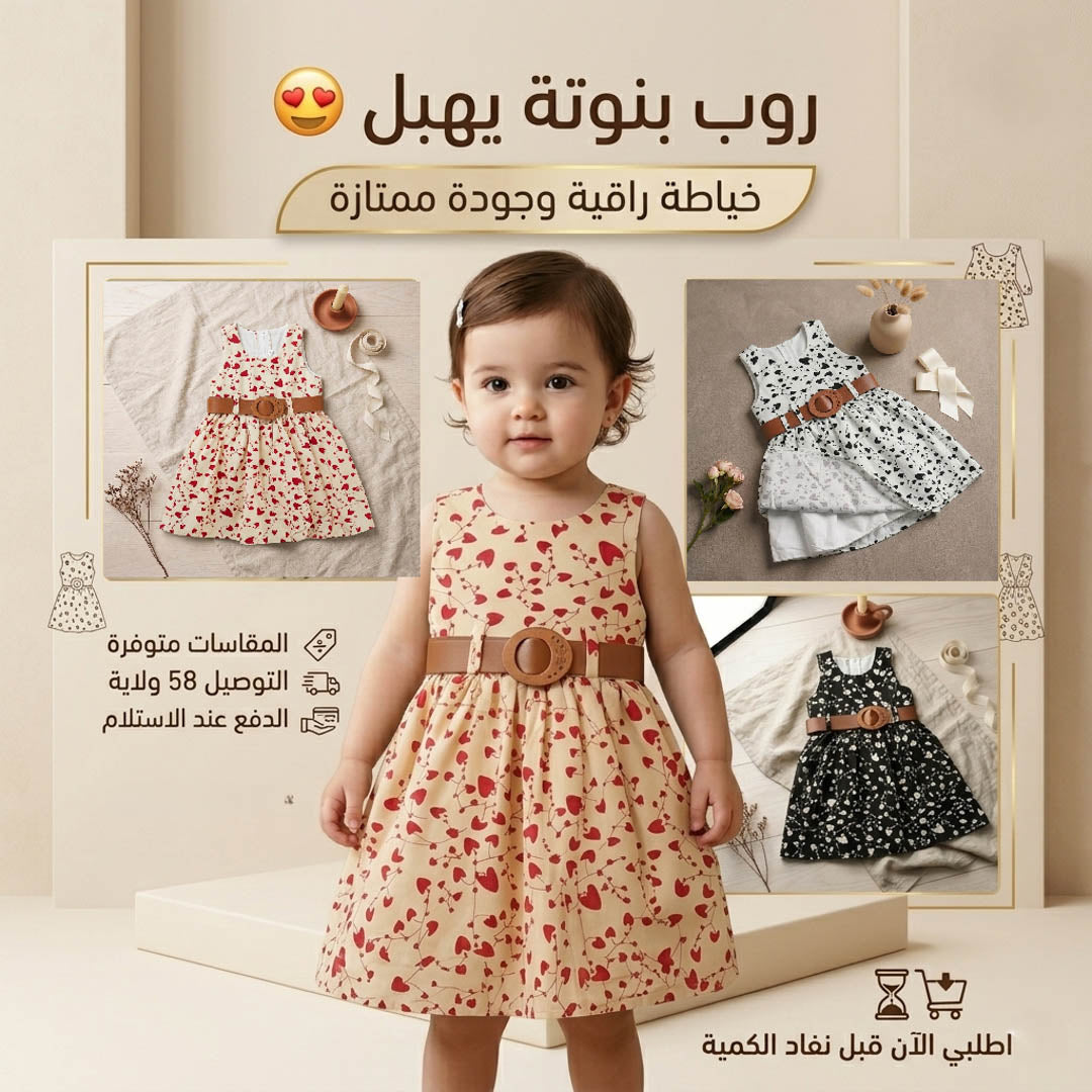 Robe Fille Élégante à Motifs Cœurs