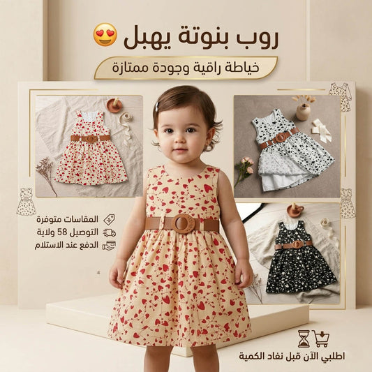 Robe Fille Élégante à Motifs Cœurs
