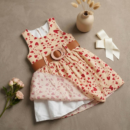 Robe Fille Élégante à Motifs Cœurs