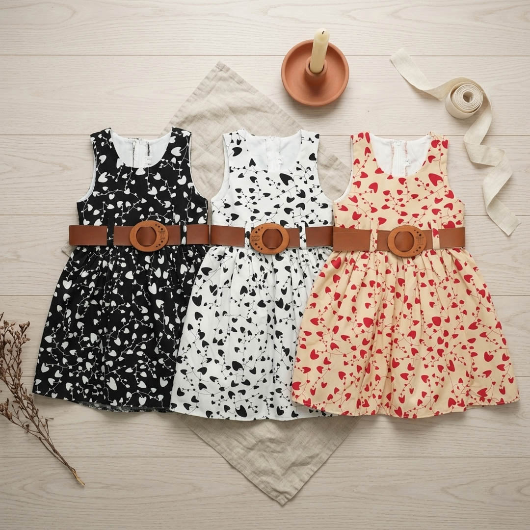 Robe Fille Élégante à Motifs Cœurs
